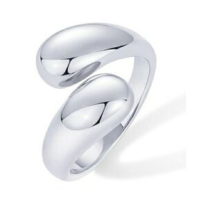 14K White Gold Plated Chunky Open Twist Crossover Statement Ring